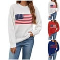 thumbnail image 6 of Aloohaidyvio Women's American Flag Sweaters Long Sleeve Crew Neck Knitted Casual Pullover Sweater Red M, 6 of 6