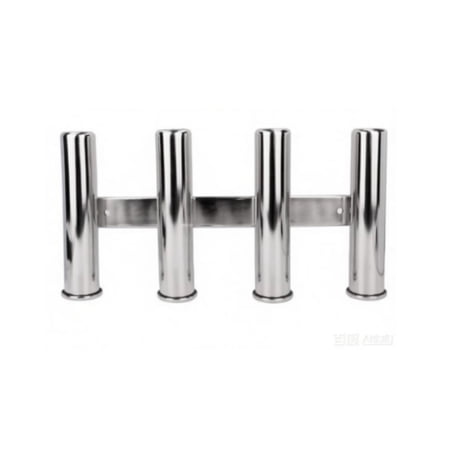 Rushawy 4 Pack Boat Fishing Rod Rack Stainless Steel Heavy Duty Polished Four Tube Mount for Offshore Anglers