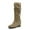 Beige, variant on Womens Knee High Boots,Winter Closed Round Toe Buckle Slouchy Wedge Heels Boots Pull On Dress Comfortable Mid Calf Booties