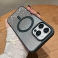 thumbnail image 4 of Magnetic Case for iPhone 16 Plus, Compatible with Mag-safe - [TPU Anti-Slip Edge] [Shockproof Protection] Hard Slim Magnet Protective Bling Gradient Glitter Cover for iPhone 16 Plus,Black, 4 of 6