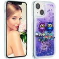 thumbnail image 3 of Case for iPhone 14 Plus, iPhone 14 Plus Case Cute Pink Glitter Luxury Sparkle Liquid for Girls Women Quicksand Clear Soft TPU Protective Phone Case for iPhone 14 Plus Couple Owls, 3 of 10