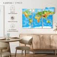 thumbnail image 5 of Elephant Stock Highly Detailed World Map Wall Art - Horizontal Multi Panel Canvas - Living Room Wall Decor - Map Multi Panel - Blue And White Decor - 33" x 20", 5 of 8