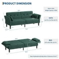 thumbnail image 2 of Litake 89" Futon Sofa Bed, Modern Chenille Sleeper Couch with Adjustable Backrest & Armrest, Convertible Futon Couch for Living Room Bedroom Apartments, Forest Green, 2 of 8