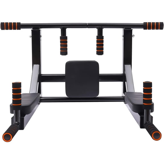 Wall Mounted Pull Up Bar, Power Tower Set Training Equipment Fitness Dip Stand Supports to 440 LBS for Home Gym Indoor Workout