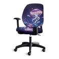 thumbnail image 4 of HELLHERO Jellyfish Coral Print Office Computer Chair Covers, Removable Rotating Chairs Backrest and Seat Protectors, Office Chair Seat Cover, Purple, 4 of 7