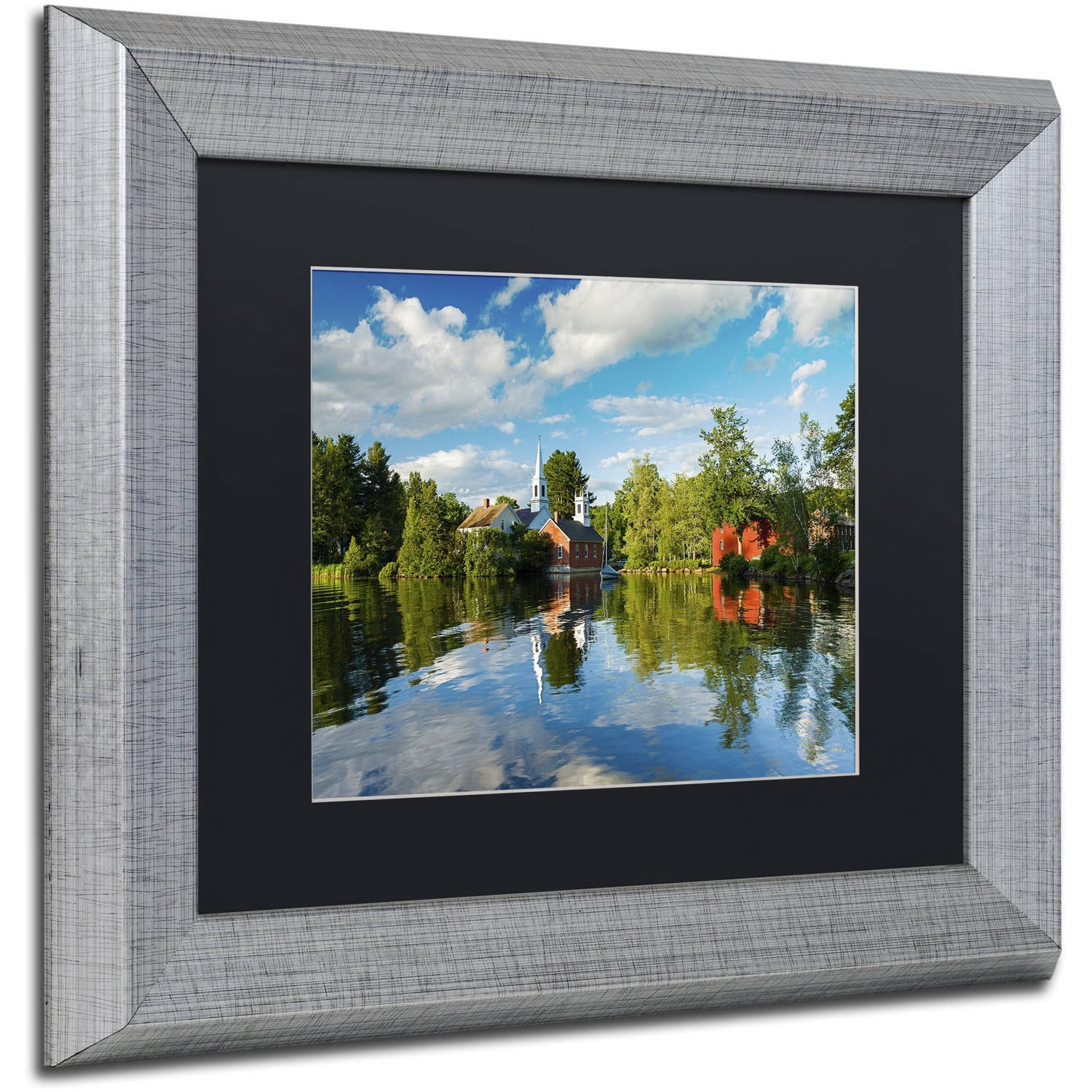 Trademark Fine Art "Old Town Reflection" Canvas Art by Michael Blanchette Photography Black Matte, Silver Frame