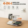 thumbnail image 2 of 4 in 1 Wireless Charger,Charging Station with Soft Night Light,15W Max Fast Charging Holder for iPhone 17 16 15 14 13 12,for iWatch Series,for AirPods,ideal for home and travel,Silver Charging Dock, 2 of 8