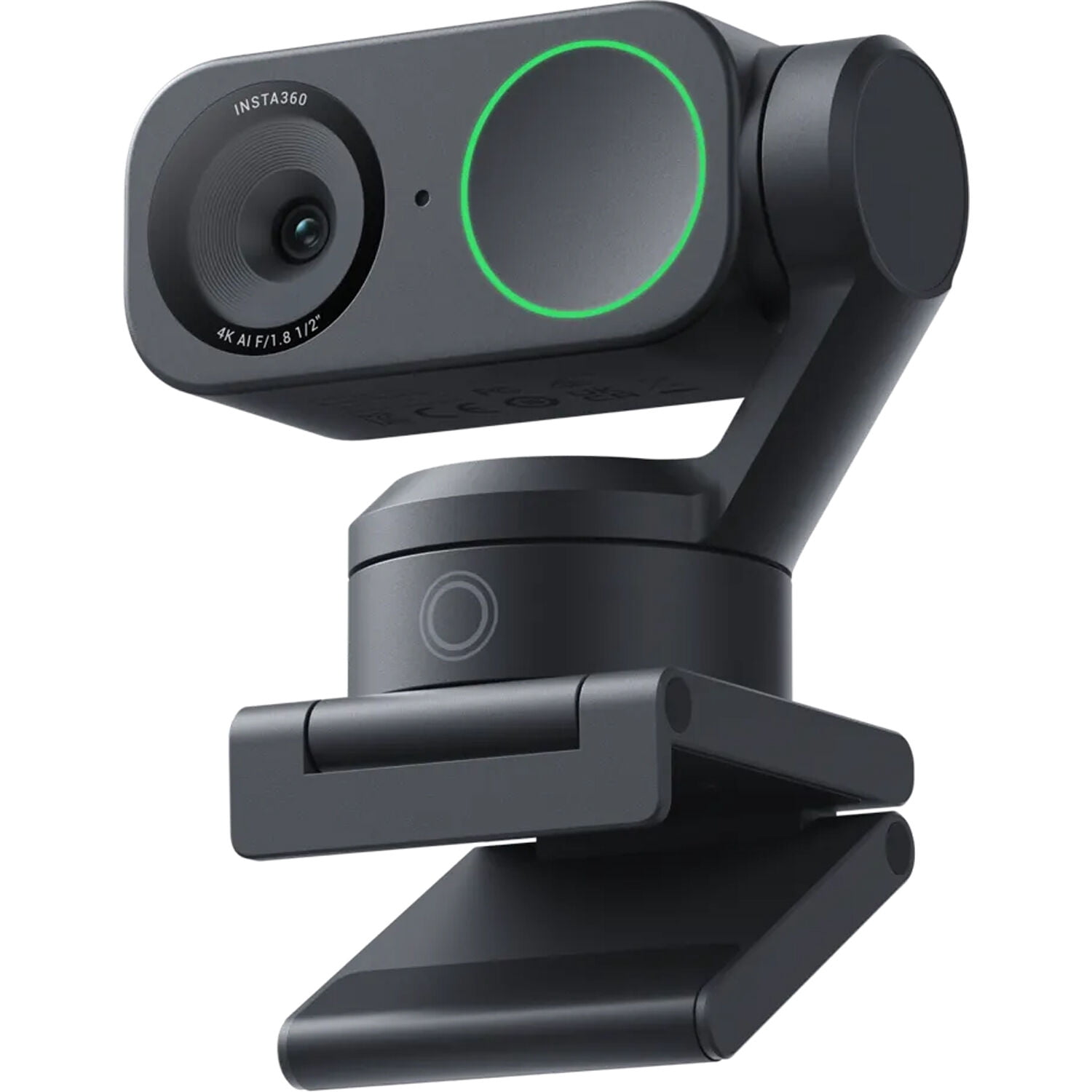 Insta360 Link 2 - PTZ 4K Webcam (Black) for PC/Mac, 1/2" Sensor, AI Tracking, HDR, AI Noise-Canceling Mic, Gesture Control for Streaming, Video Calls, Bundle with Flexible Tripod & Lens  Cleaning Kit