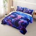 thumbnail image 3 of jejeloiu Neon Jellyfish Print Twin Quilt Set,Ocean Theme Twin Coverlet Set For Boys,Blue Purple,2 Pieces, 3 of 7