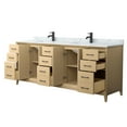 thumbnail image 2 of Wyndham Collection WCH757584DHBCMUNSMXX 84 in. Janna Double Bathroom Vanity in White Oak, White Carrara Marble Countertop - Undermount Square Sink - Matte Black Trim, 2 of 5