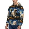 thumbnail image 3 of Naloa Vintage Starry Sky Labrador Men's Casual Hooded Collar Drawstring Hoodies Pullover Sweatshirts Casual Long Sleeve Shirts-X-Large, 3 of 7