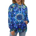 thumbnail image 3 of Retro Glass Crystal Flower Art Regular Fit Hoodie, Sporty Pullover Hooded Sweatshirt for Men Women XL, 3 of 6