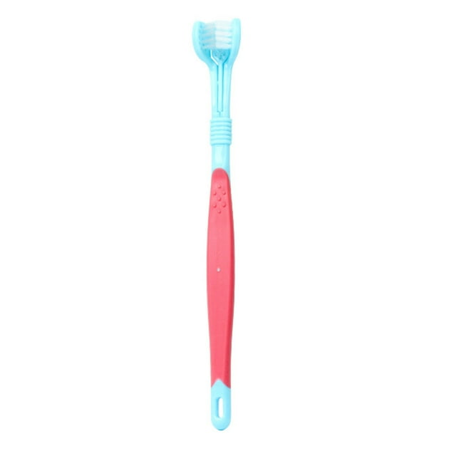 Visland Pet Toothbrush Three Sided Multi-angle Cleaning Plastic Dog Soft Bristle Toothbrush for Oral Care