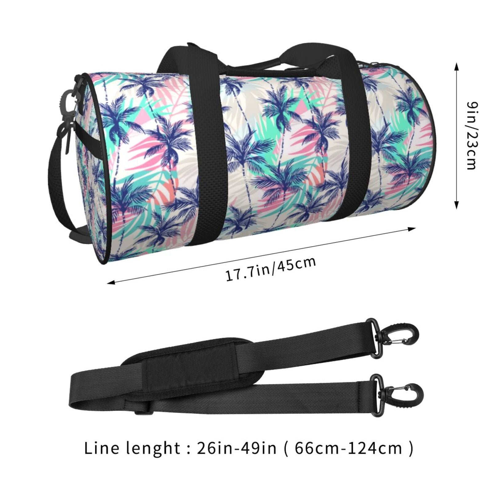 Vsdgher Palm Leaves 45L Foldable Duffel Bag, Sports Gym Bag,Overnight Bag, Portable Weekender Bag for Airplanes