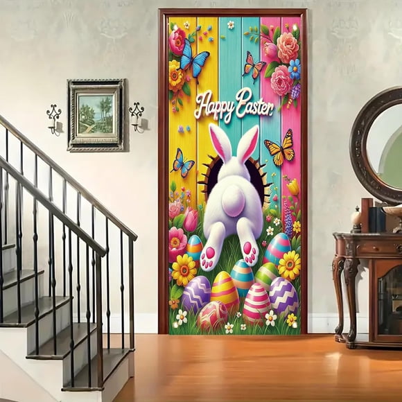 Yusimy 70.87Inch x 35.43Inch Easter Door Cover and Curtain Decor for Easter