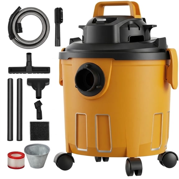 Shop Vacuum Wet And Dry, 5 Gallon 6 Peak HP Wet/Dry Vac, Powerful Suction with Blower Function with Attachments, for Garages, Yards, and Workshops