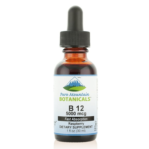B12 Vitamin Drops with Natural Berry Flavor Kosher Herbal Supplements (5000 mcg) (1 oz) (30 ml)