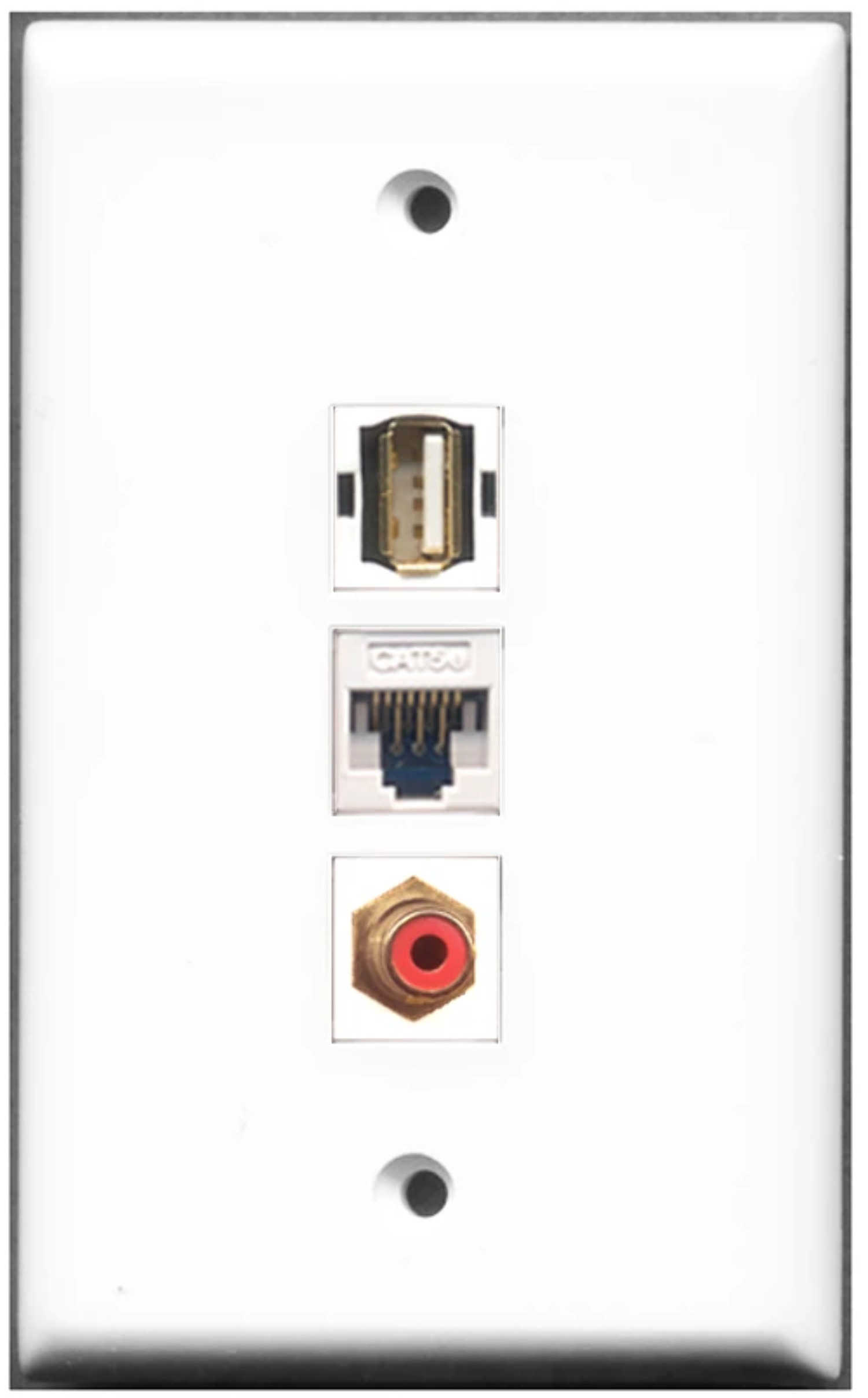 Ultra Spec Cables 1 Port RCA Red 1 Port USB AA 1 Port Cat5e Wall Plate