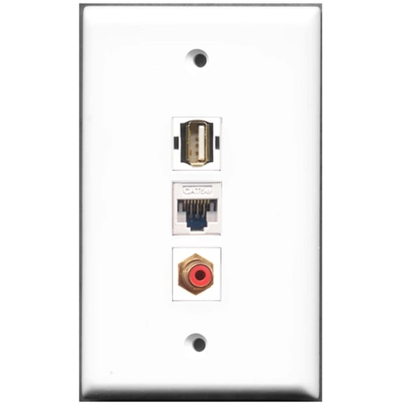 Ultra Spec Cables 1 Port RCA Red 1 Port USB A-A 1 Port Cat5e Wall Plate F/F