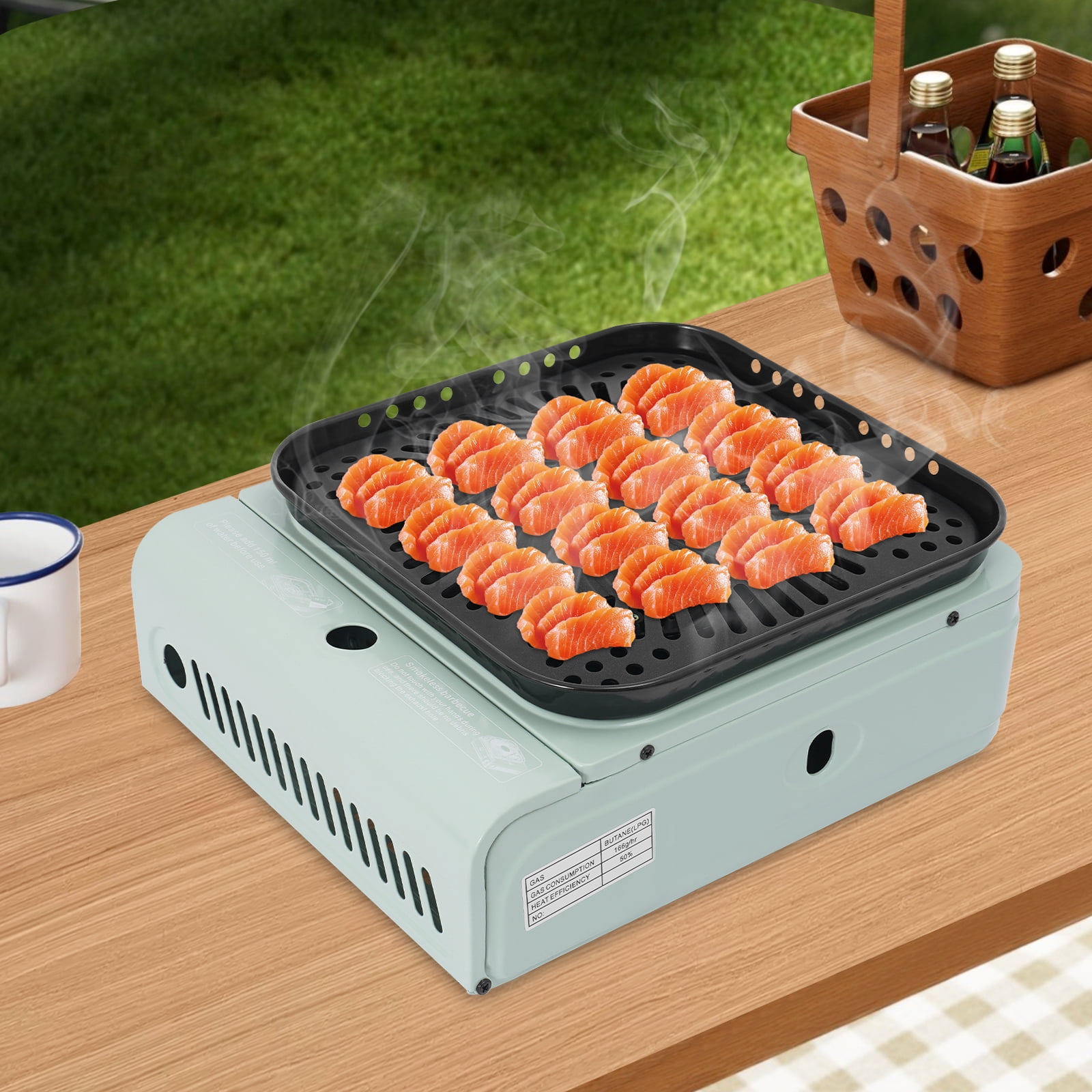 TFCFL 2.3KW Camping Grill Stove 12.2x10.62x4.72in Portable Camping Grill Gas Stove Grill Stove with Portable Carry Case