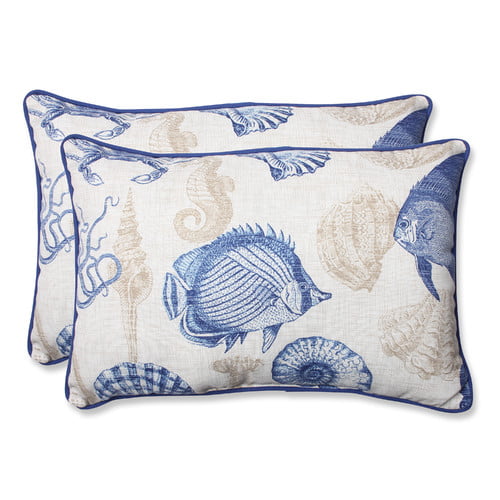 Set of 2,Blue,11.5 x 18.5 Pillow Perfect Outdoor Sea Life Marine Rectangular Throw Pillow 