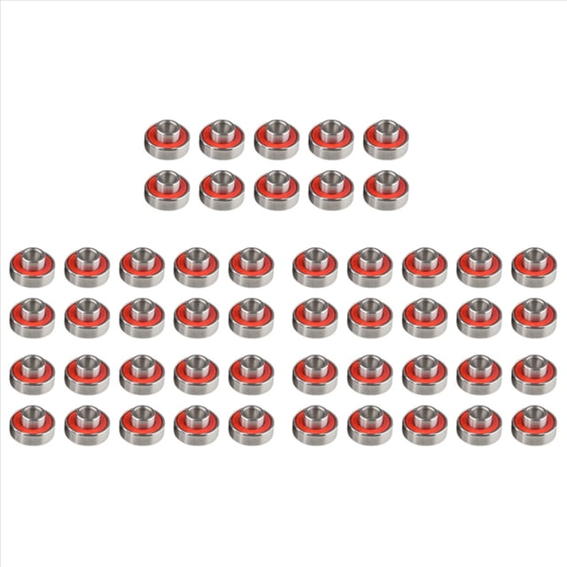 50 Pcs 608- Roulement Intégré pour Longboard Roulement à Roues de Planche à Roulettes Roulement à Roulettes en Ligne 8X22X12.6mm, Rouge, 50 x Roulements de Planche à Roulettes, Rouge
