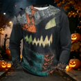 thumbnail image 6 of Fabrcox S-5XL Halloween Shirt for Men Spooky Pumpkin Face Patchwork Crewneck Sweatshirt for Men Funny Fall Waffle Knit Big and Tall Pullover 5XL, 6 of 6