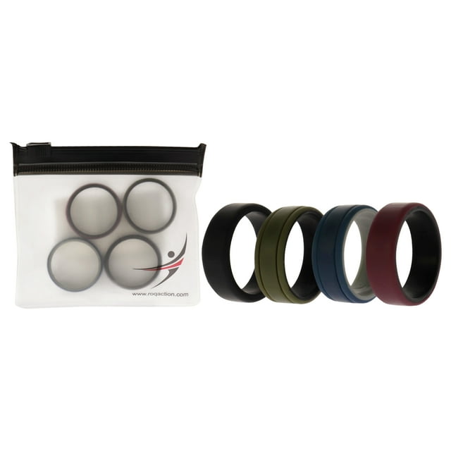 Juego de anillos de boda de silicona de 2 capas con líneas Bordo ROQ para hombre 4 x 12 mm