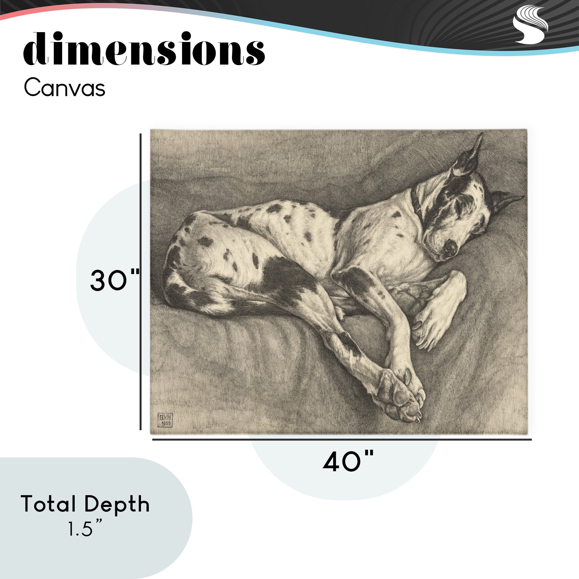 Stupell Industries Sleeping Hound Drawing Canvas Wall Art, design by Bertha Van Hasselt