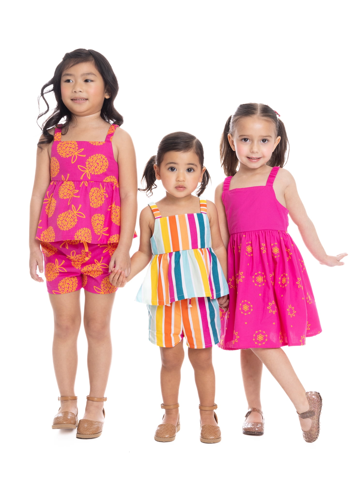 Wonder Nation Toddler Girls Cotton Poplin Print Peplum Top and Short Set, 2-Piece, Sizes 12M-5T