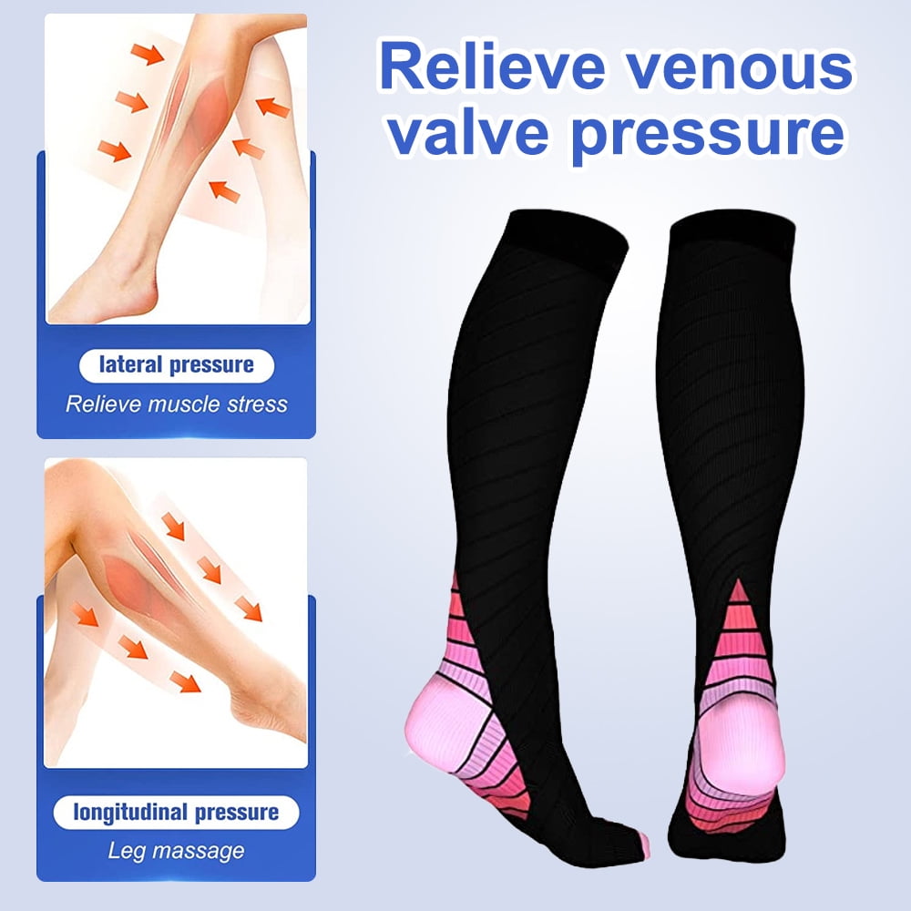 Dr.Cherwish Compression Socks 2-Pair - Knee High Circulation Support For Pregnancy, Travel, Athletic