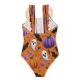 thumbnail image 2 of Girls Ruffle One Piece Swimsuit, Stretchy Fabric for Beach & Pool Activities Fun Halloween-themed Pattern, 2 of 8