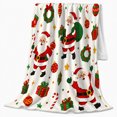 thumbnail image 2 of Traditional Santa Holiday Repeating Pattern Retro Cartoon Cheerful, Festive Holiday Scene, Warm Flannel Blanket for Living Room and Family Room, Art Lovers Christmas Gift, Festive Home Decor, 2 of 8