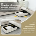 thumbnail image 6 of Harper & Bright Designs L-Shaped Chenille Sectional Sofa with Storage Ottoman & Pockets, USB Charger, 3-Seat Deep Couch Set with Adjustable Phone Holder & Wide Seat for Living Room/Apartment, Beige, 6 of 21