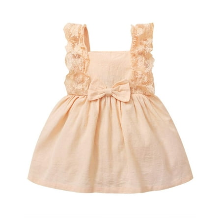 

WESIDOM Baby Girl Clothes 12M-4T Toddler Baby Girls Skirt Suit Ruffle Short Sleeve Casual Dress