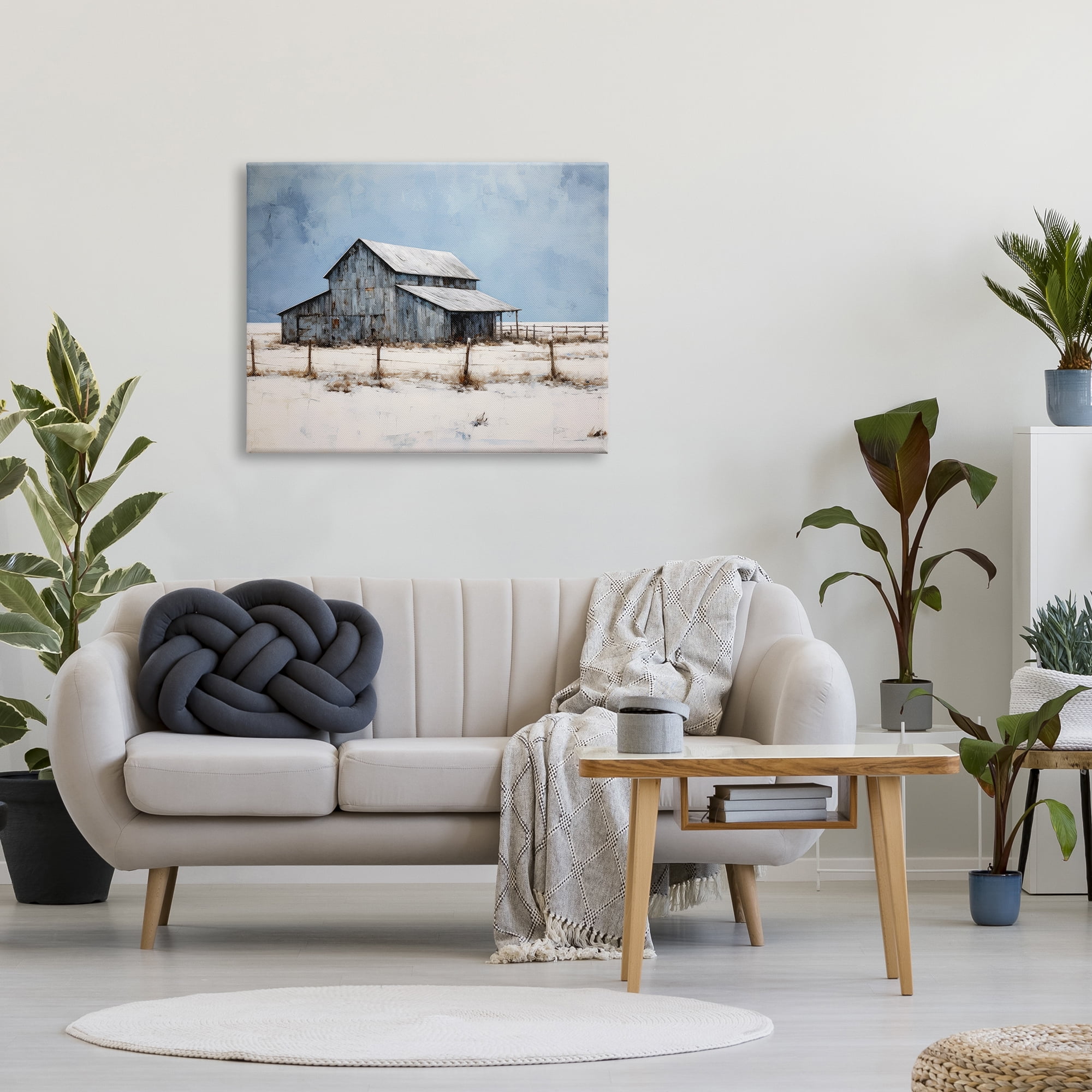 Stupell Industries Winter Barn Landscape Landscape Painting Gallery Wrapped Canvas Art Print Wall Art, 40 x 30