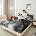 thumbnail image 4 of Manfei Aesthetic Marble Bed Sheets,Modern Fluid Art King Sheets,Gray Black Sheet Set For Adult,Breathable Bedroom Decor,4pcs, 4 of 7