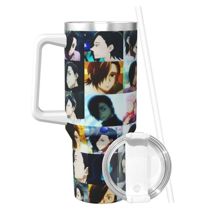 

40 OZ Yoshino Junpei Ice Bully Cup with Handle Straw Lid Double Wall Stainless Steel Tumbler Travel Coffee Cup Beautiful Insulation and Cooling Cup for Christmas Birthday Present