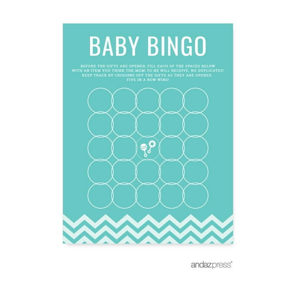 Baby Bingo Diamond Blue Chevron Baby Shower Games, 20-Pack