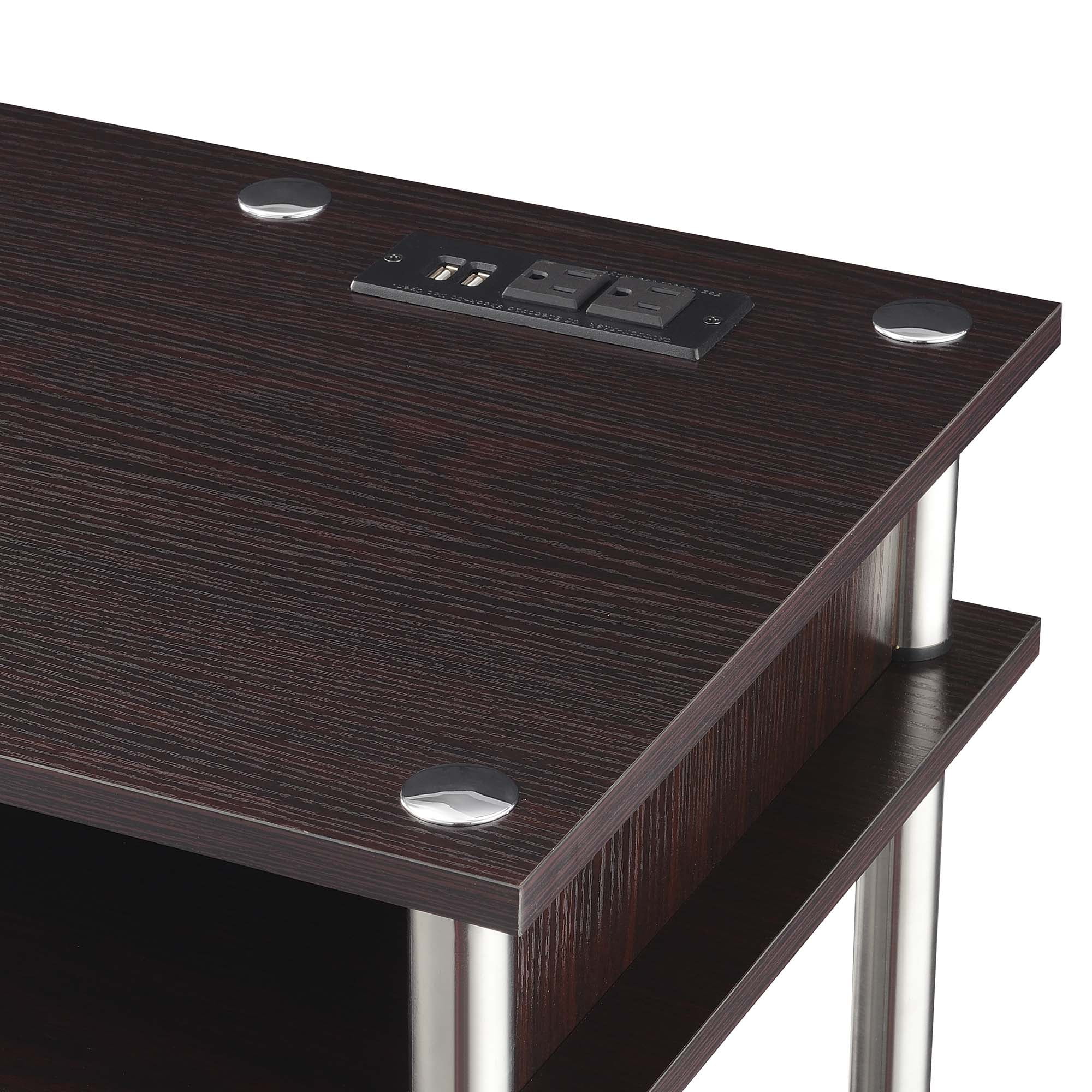 Adult, Designs2Go No Tools 30 inches Tall Student Desk with Charging Station and Shelves, Espresso