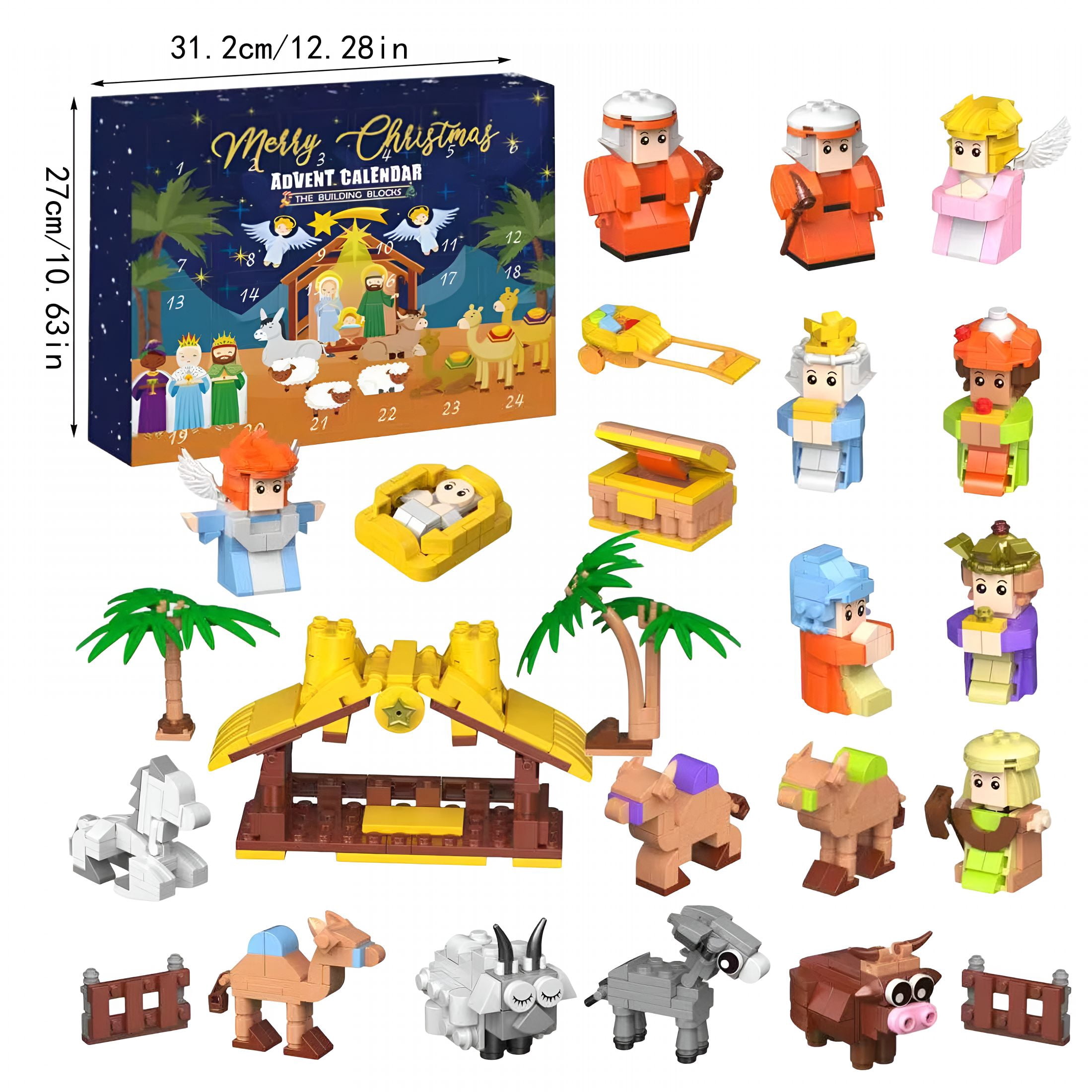CYFW 2026 New Nativity Advent Calendarkids Christmas Story Nativity Playset Christian Advent Calendar for Kids Boys Girls 25Pcs Nativity Scene Set Toys Nativity Advent Calendar for Kids