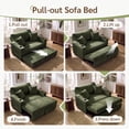 thumbnail image 4 of Marrber Green 52” 3-in-1 Convertible Pull-Out Sofa Bed Sleeper Loveseat with Reclining Backrest, Built-in Cup Holders, Pet-Friendly Corduroy Sofa for Small Space, 4 of 9