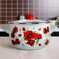 thumbnail image 2 of Enameled Aluminum Soup Pot Poppies Belly Deep Casserole Cooking Pot with Glass Lid Enameled Camping Cookware Camping Stockpot for Cooking (5.05-qt. (4.8 L)), 2 of 12