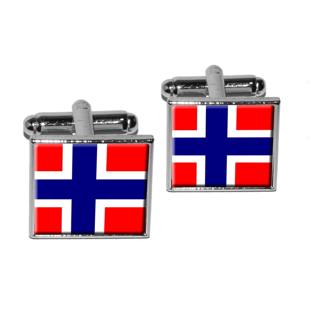 Pair Of Norweigan National Flag Cufflinks & Gift Norway Box by Onyx Art