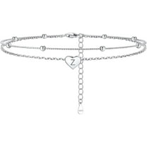 925 Sterling Silver Anklets For Women Heart Anklet With Beaded Heart Initial Anklets For Women[o5064]