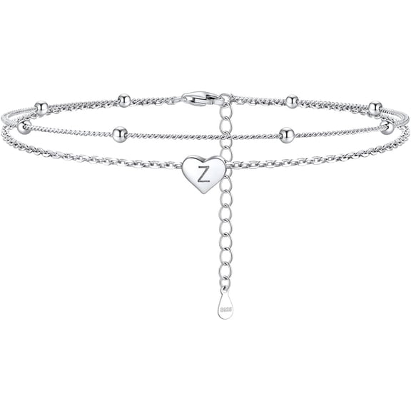 925 Sterling Silver Anklets For Women Heart Anklet With Beaded Heart Initial Anklets For Women[o5064]