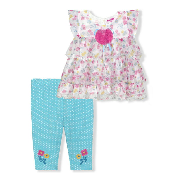 Nanette Lepore - Nannette Toddler Girl 2PC Floral Tulle Capri Set, Size ...