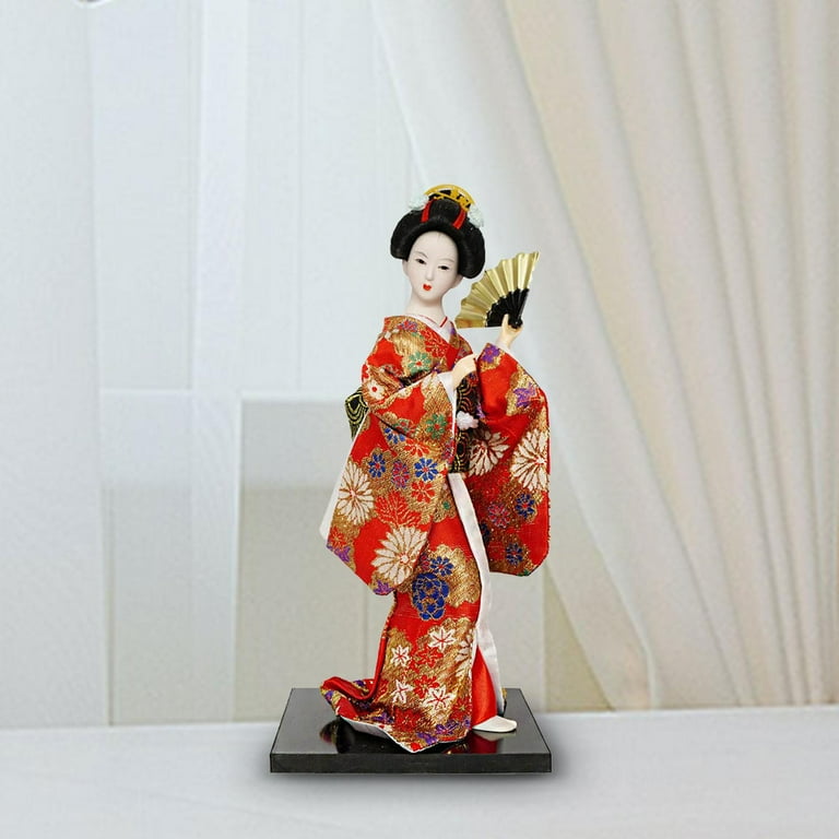 Bambole Kokeshi novità Statuette per Ragazze Artigianato Tradizionale Kimono Ladies Miniature Puppet Figure per centrotavola per Ornamento per, Rosa