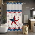 thumbnail image 2 of No Hook Shower Curtain with Snap in Liner, USA Flag Stars Independence Day Fireworks Waterproof Fabric Bathroom Curtain Mesh Top Window, Thin Blue Line Red Stripe Retro Cotton Shower Curtains 36x72in, 2 of 9