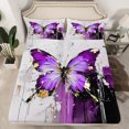 thumbnail image 2 of Manfei Dreamy Purple Butterfly Twin Sheet Sets for Female, Oil Printing Twin Fitted Sheet, Romantic Animal Flat Sheet, Ultra Soft Home Decor, 3pcs, 2 of 7